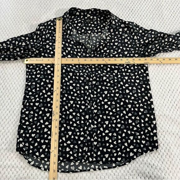 Rails | Kate Button Down Silk Black Corazon | Heart Blouse sz M - Picture 5 of 7